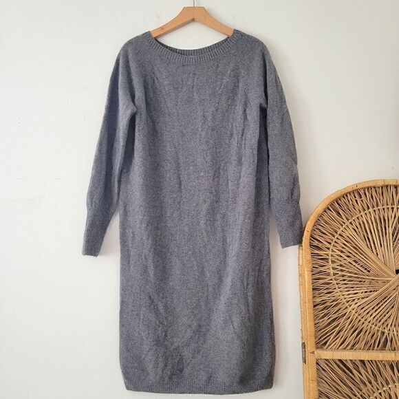 Celtic & Co 100% Supersoft Lambs Wool Knit Midi Sweater Dress Derby Gray L - Picture 1 of 9